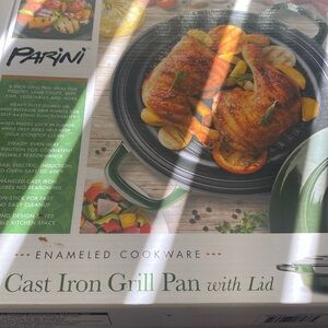 8 in cast iron grill pan with lid